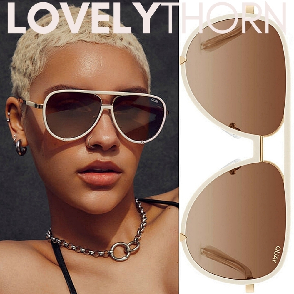 QUAY // ltd ed luxe combination white/gold frames brown polarized lens aviators - Picture 9 of 16